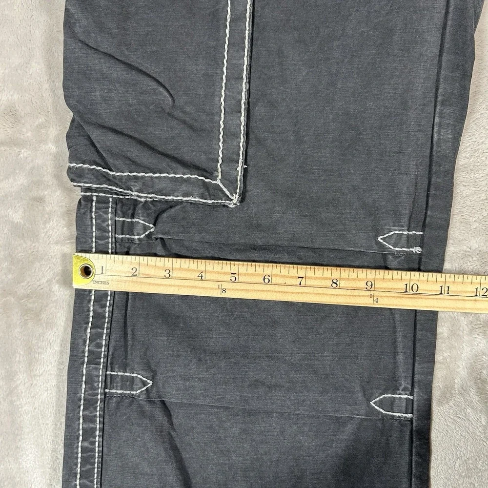 True Religion Anthony Cargo Pants Mens 34x32 Black Flap Pockets Wide Leg Y2K VTG